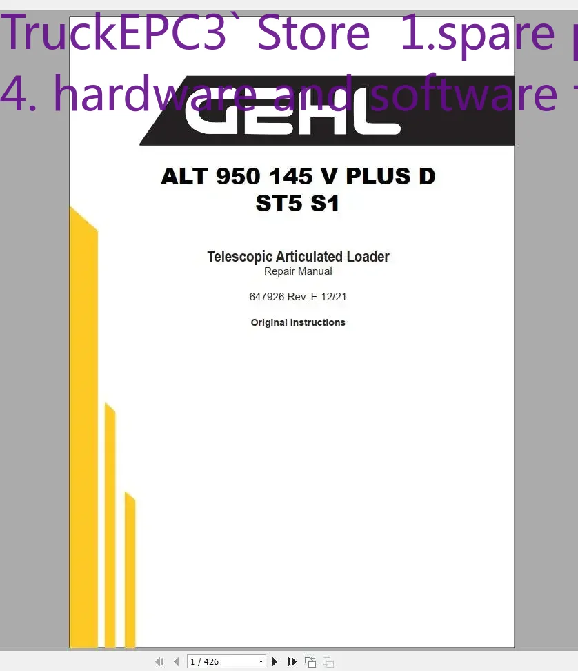 Manuel de service TruckEPC3 GE - Heavy Equipment Pdf avis et prix